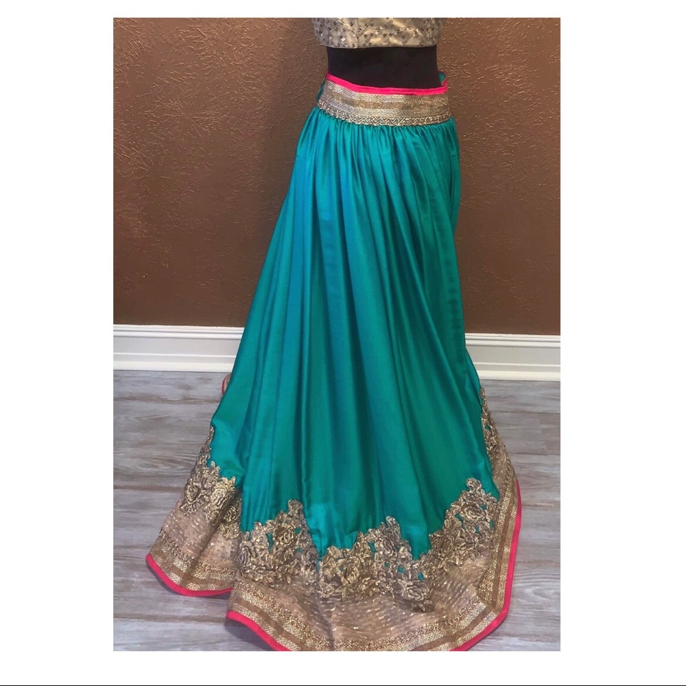 Indian influenced turquoise, pink & gold 2 piece